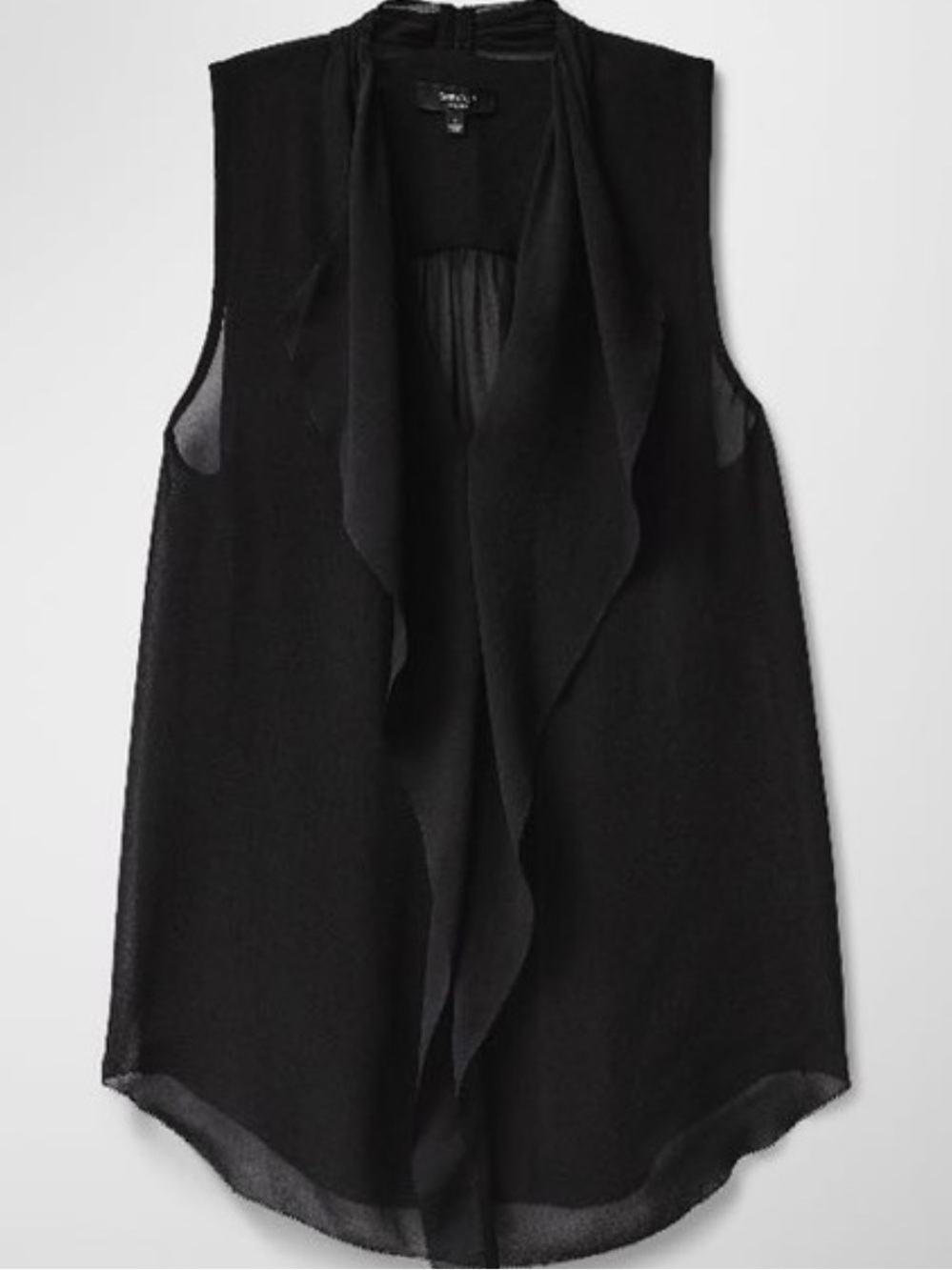 Babaton Silk tank Top with ruffle front black size S sleeveless sheer